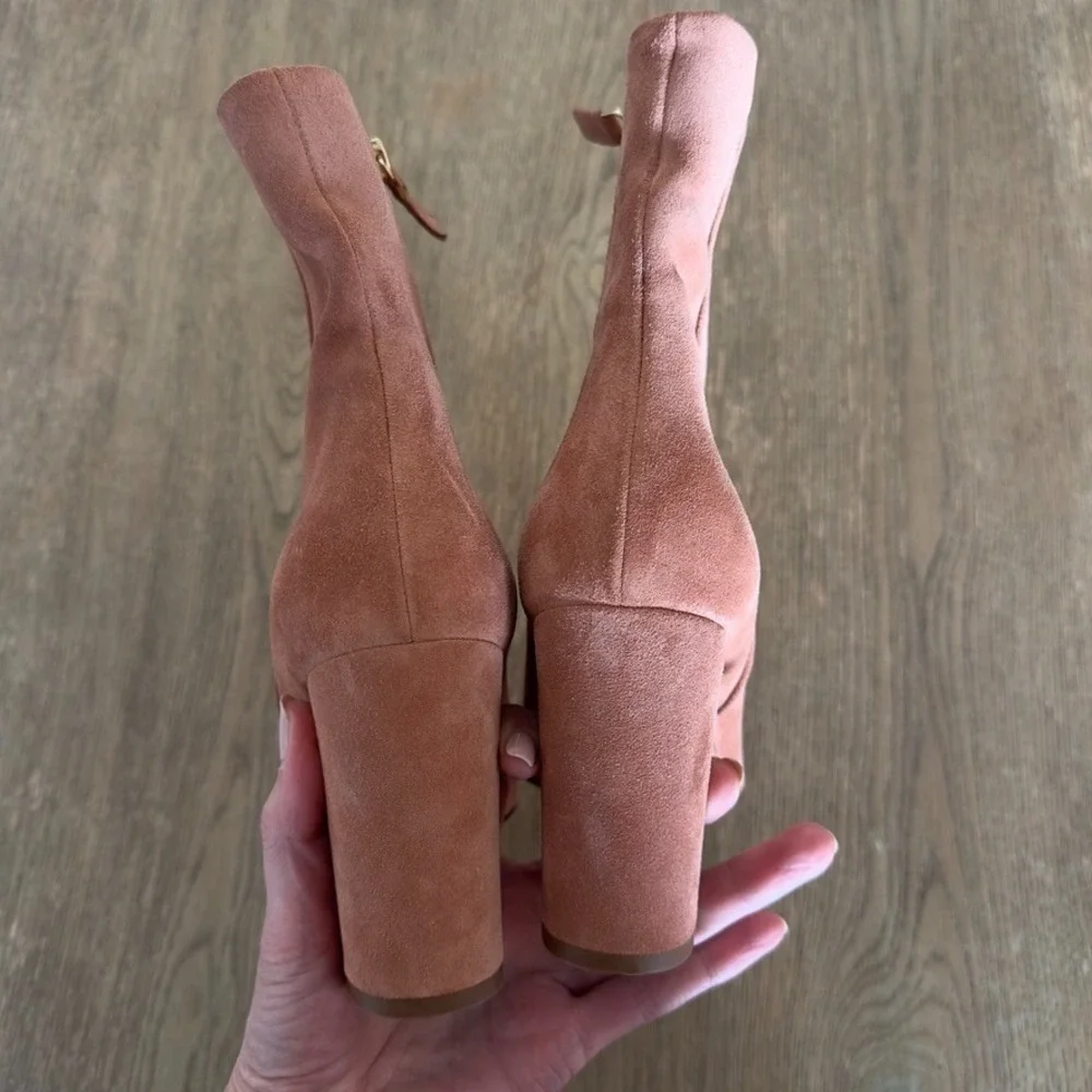 Sézane Adele Ankle‎ Boots-Blush Suede Leather Italian Heels-3.5
